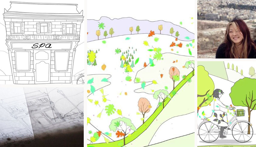 A display of sketches and illustrations by multi-media Artist Riki K. 