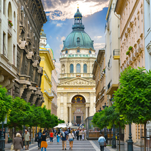 A scenic street in Budapest