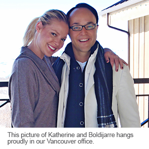 Katherine Heigl and Eminence Organics President Boldijarre Koronczay