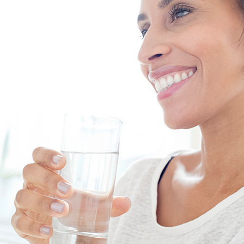 woman drinking water